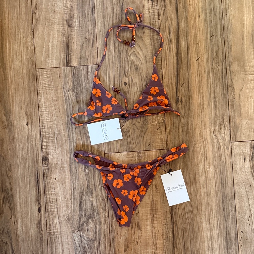 Siesta Club Floral Bikini Set in Brown and Orange